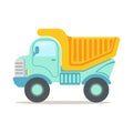 Heavy duty dump truck, construction machinery equipment colorful cartoon vector Illustration Royalty Free Stock Photo