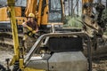 Heavy Duty Excavator Machine Operator on a Break Royalty Free Stock Photo