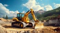 Heavy Duty Excavator at Work in Golden Hour. Generative ai Royalty Free Stock Photo