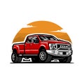 Heavy duty pickup dually truck vector art isolated illustration sticker Royalty Free Stock Photo