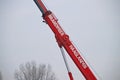 Heavy duty practice crane of the fire brigade Haaglanden in Den Haag exercising, cran us used for high range rescue or rerail stre