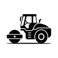 Heavy duty road roller construction equipment solid black icon Royalty Free Stock Photo
