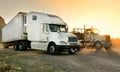 Heavy duty semi-truck's parked at a rest stop Royalty Free Stock Photo