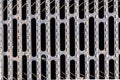 Heavy duty steel grating cover on sewer drain manhole