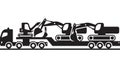 Heavy duty truck carrying construction machinery