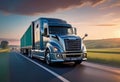 A heavy-duty truck drives along the highway and carries goods, transportation and logistics, timely delivery of goods by road,