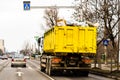 Heavy duty truck in traffic in Bucharest, Romania, 2021 Royalty Free Stock Photo
