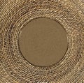Heavy-Duty Twine/Cording wrapped tightly together to form Circle Image. Brown Text area in the center. Royalty Free Stock Photo