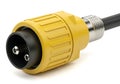 Heavy duty yellow electrical connector with metal coupling Royalty Free Stock Photo