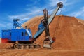 Heavy electric excavator in sandpit Royalty Free Stock Photo