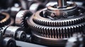 Heavy engine gears wheels, closeup view Royalty Free Stock Photo