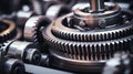 Heavy engine gears wheels, closeup view