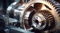 Heavy engine gears wheels, closeup view