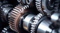 Heavy engine gears wheels, closeup view Royalty Free Stock Photo