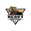 Heavy equipment backhoe loader bulldozer excavator logo vector isolated Royalty Free Stock Photo