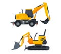 Heavy Equipment or Machinery for Construction Task and Earthwork Operation Vector Set