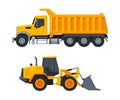 Heavy Equipment or Machinery for Construction Task and Earthwork Operation Vector Set