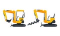 Heavy Equipment or Machinery for Construction Task and Earthwork Operation Vector Set