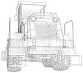 Heavy equipment vehicle. Grader. Wire-frame. Vehicle Vector Illustration transport. The layers of visible and invisible