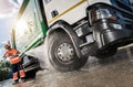 Heavy Equipment Washing Station Worker Pressure Wash a Truck Royalty Free Stock Photo