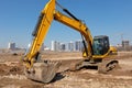 Heavy excavator at construction site