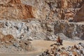 Heavy excavator on a quarry. Excavation machinery. Earthmover work