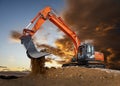 Heavy excavator working on construction site Royalty Free Stock Photo