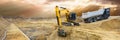 Heavy excavator working at construction site Royalty Free Stock Photo