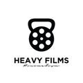 Heavy Films Studio Movie Video Cinema Cinematography Film Production logo design vector icon illustration