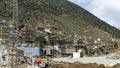 Heavy flood in river swat damaged the road and markets at bahrain swat valley: Bahrain swat, Pakistan - June 12, 2023
