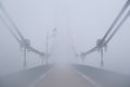 Heavy Fog on Suspension Bridge Vanishing Alone into Creepy Unknown distance