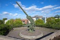 Heavy German antiaircraft gun of the Second World War on the summit of Palotorninvuori