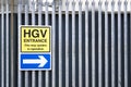 Heavy goods vehicle entrance one way system in operation for HGVs Royalty Free Stock Photo