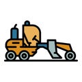 Heavy grader machine icon color outline vector