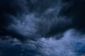 Heavy gray storm clouds. Gloomy sky background Royalty Free Stock Photo
