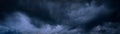 Heavy gray storm clouds. Gloomy sky background for design. Web banner.