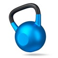Heavy gym blue kettlebell for workout isolated on white background