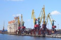 Heavy harbour jib cranes. Royalty Free Stock Photo