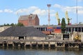 Heavy harbour jib cranes. Royalty Free Stock Photo