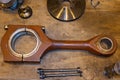 Heavy industrial connecting rod in repair