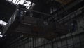 Heavy industry concept, interior inside the factory workshop. Clip. Bottom view of transporting process of a large metal Royalty Free Stock Photo