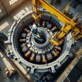 Heavy Industry inside: Electrical work on a large motor.