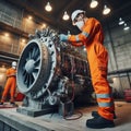 Heavy Industry inside: Electromechanical worker in action