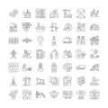 Heavy industry linear icons, signs, symbols vector line illustration set Royalty Free Stock Photo
