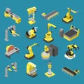 Heavy industry machinery robotics line flat 3d isometric vector Royalty Free Stock Photo
