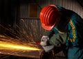 Heavy industry manual worker with grinder 02 Royalty Free Stock Photo