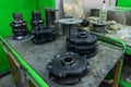 Heavy industry manufacturing factory, metal processing shop. Worksop with machinery tools and equipment