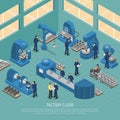 Heavy Industry Production Facility Isometric Poster