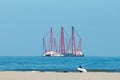 Heavy industry wind turbine installation barge off the Dutch coast Royalty Free Stock Photo