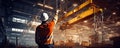 Heavy Industry Worker Wearing Safety Uniform and Hard Hat in factory Royalty Free Stock Photo